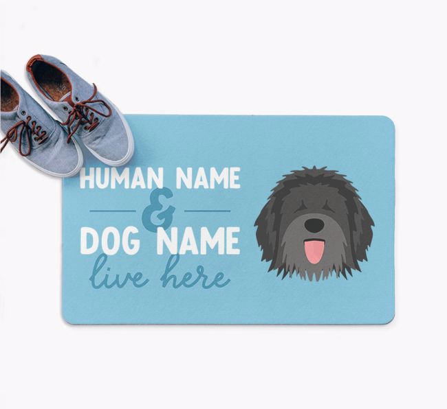 Human & Dog Live Here: Personalized {breedFullName} Doormat